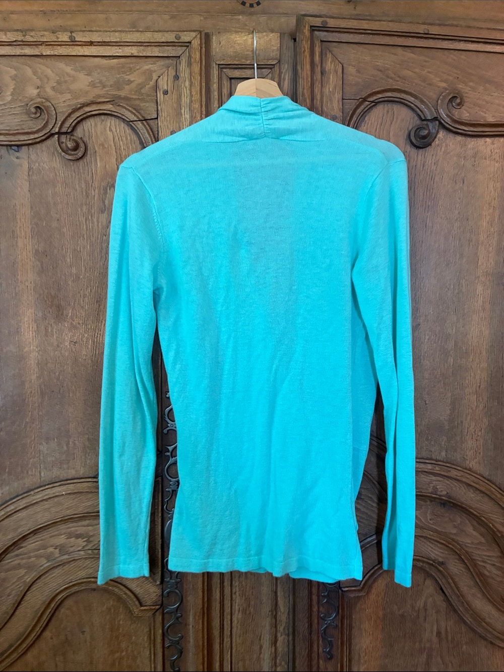 The Limited Aqua Blue Faux Wrap Top Ruched - Picture 5 of 8